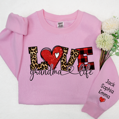 Lofaris Valentive Giltter Love Grandmalife And Kids Custom Name Sweatshirt