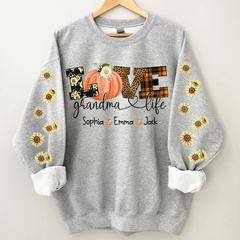 Lofaris Love Grandmalife Pumpkin Grandkids Custom Sweatshirt