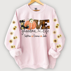 Lofaris Love Grandmalife Pumpkin Grandkids Custom Sweatshirt