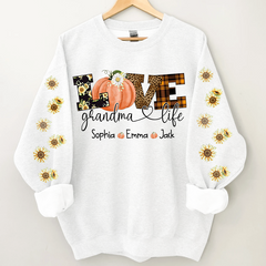 Lofaris Love Grandmalife Pumpkin Grandkids Custom Sweatshirt