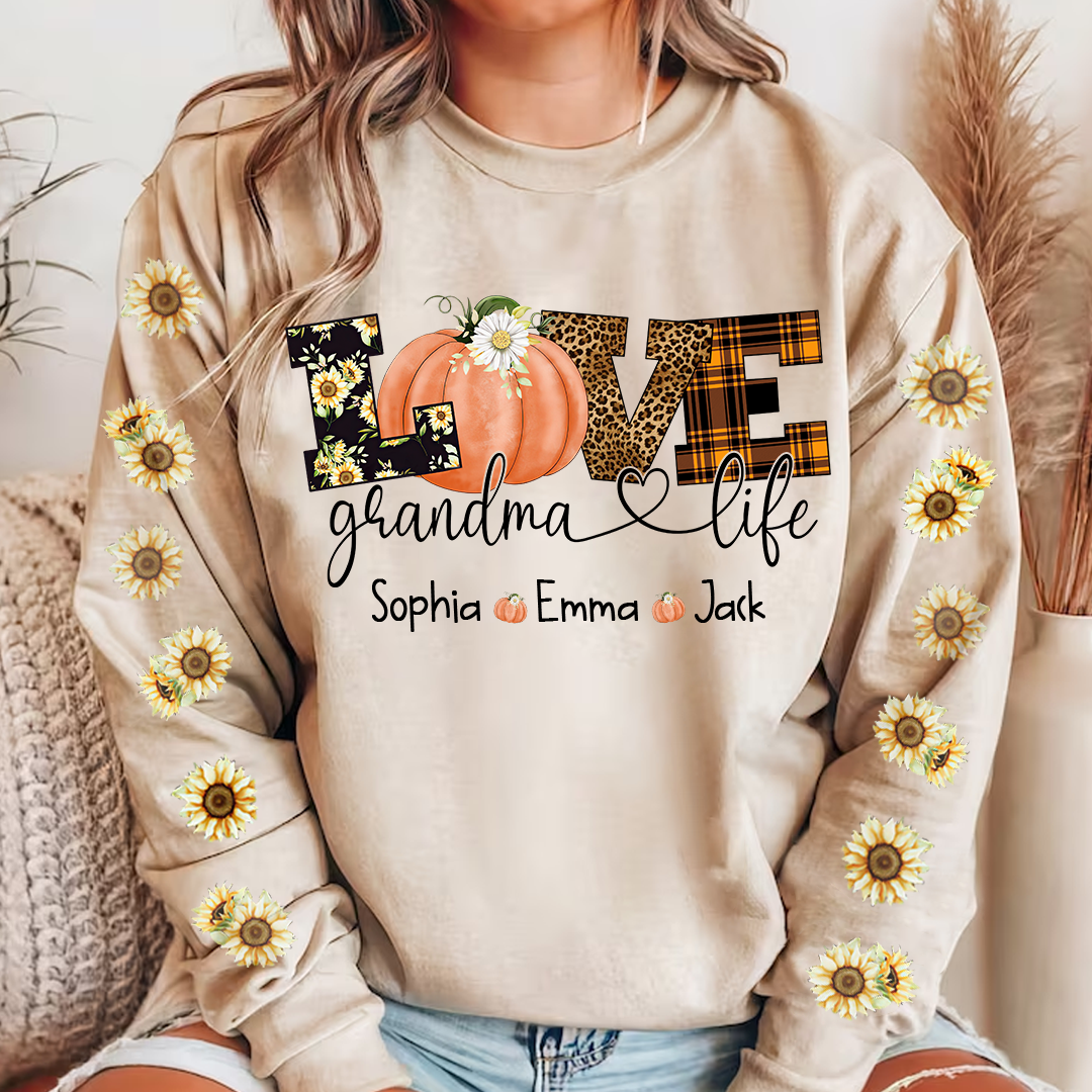 Lofaris Love Grandmalife Pumpkin Grandkids Custom Sweatshirt