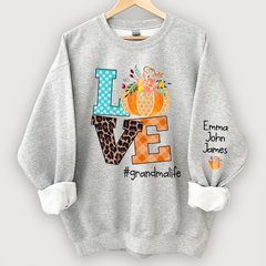 Lofaris Love grandmalife Pumpkins Autumn And Grandkids Sweatshirt