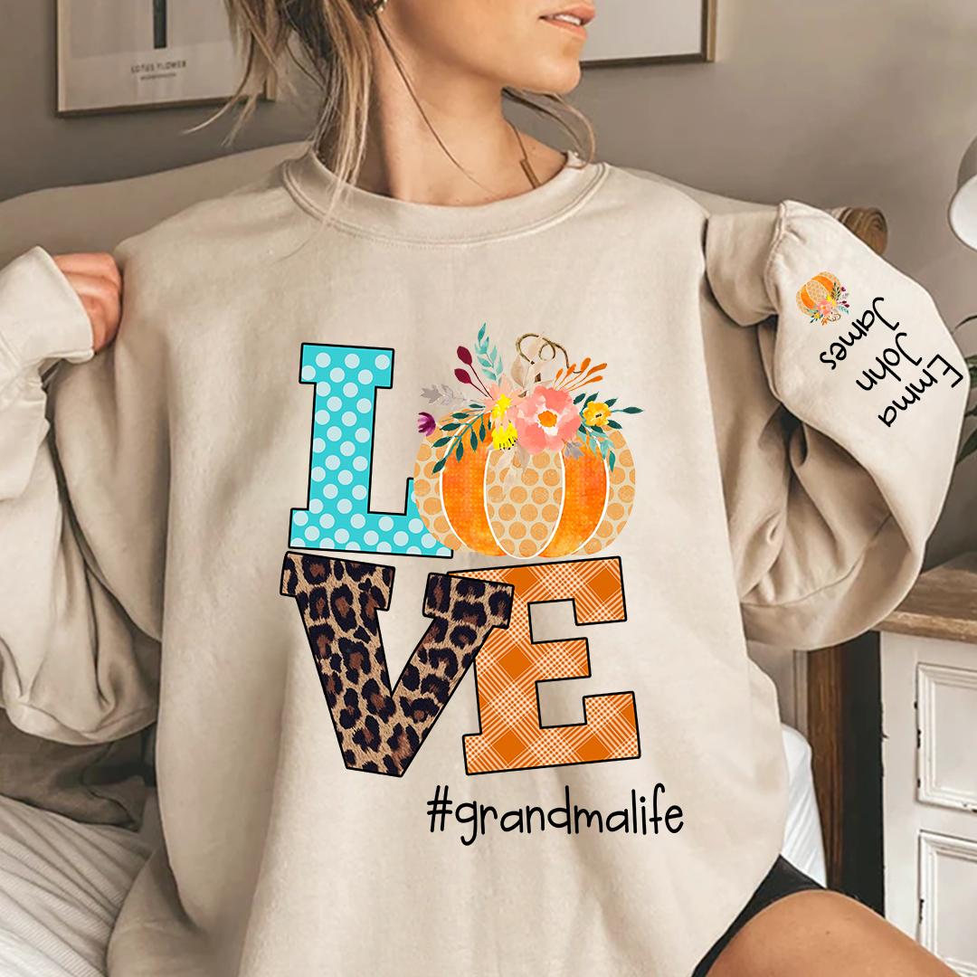 Lofaris Love grandmalife Pumpkins Autumn And Grandkids Sweatshirt