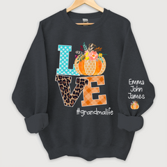 Lofaris Love grandmalife Pumpkins Autumn And Grandkids Sweatshirt