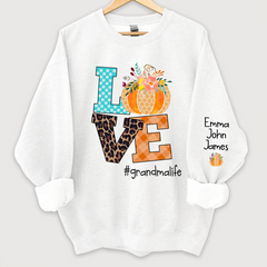 Lofaris Love grandmalife Pumpkins Autumn And Grandkids Sweatshirt