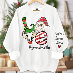 Lofaris Personalized Love grandmalife Merry Christmas and Grandkids Sweatshirt