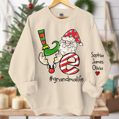 Lofaris Personalized Love grandmalife Merry Christmas and Grandkids Sweatshirt