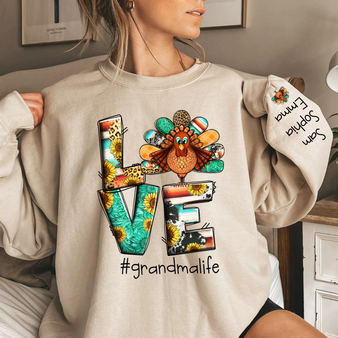 Lofaris Love Grandma Life Thanksgiving Turkey Sweatshirt