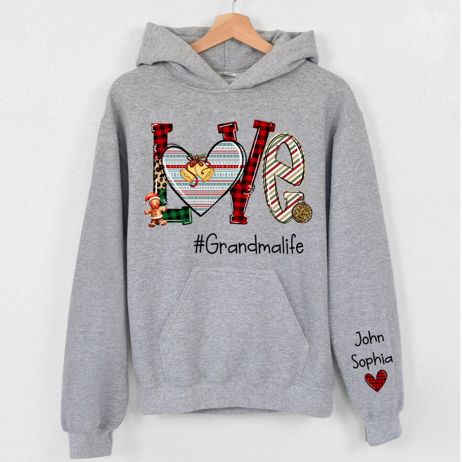 Lofaris Love Heart Grandma Life Christmas Custom Hoodie