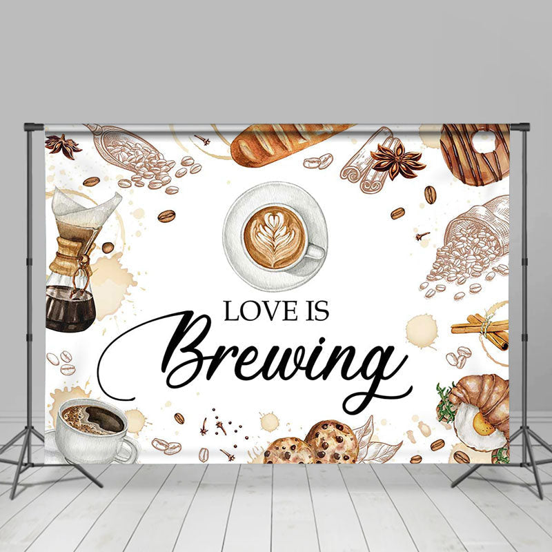 Lofaris Love Is Brewing Pastry Coffee Wedding Party Backdrop