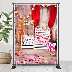 Lofaris Love Kissing Booth Wooden Valentines Day Backdrop