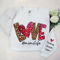 Lofaris Love Leopard Glitter Mimilife Custom Name Sweatshirt