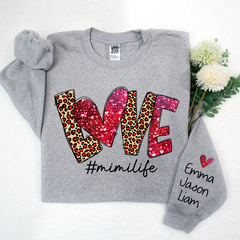 Lofaris Love Leopard Glitter Mimilife Custom Name Sweatshirt