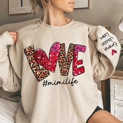 Lofaris Love Leopard Glitter Mimilife Custom Name Sweatshirt