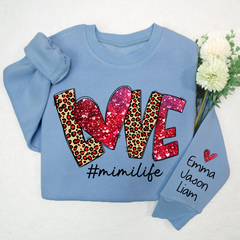 Lofaris Love Leopard Glitter Mimilife Custom Name Sweatshirt