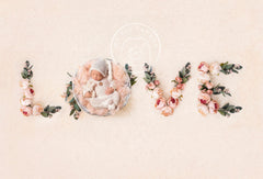 Lofaris Love Letters Boho Dusty Pink Floral Photography Backdrop For Newborn