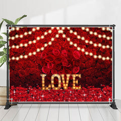 Lofaris Love Light Dense Red Roses Valentines Day Backdrop