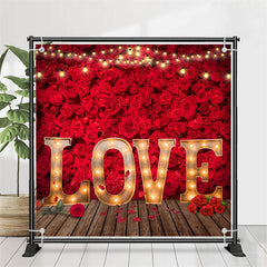 Lofaris Love Light Red Roses Wall Valentines Day Backdrop