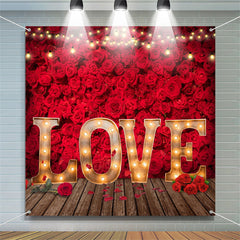 Lofaris Love Light Red Roses Wall Valentines Day Backdrop