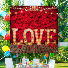 Lofaris Love Light Red Roses Wall Valentines Day Backdrop