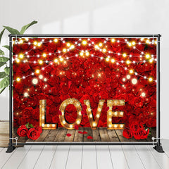 Lofaris Love Light Rose Wood Floor Valentines Day Backdrop