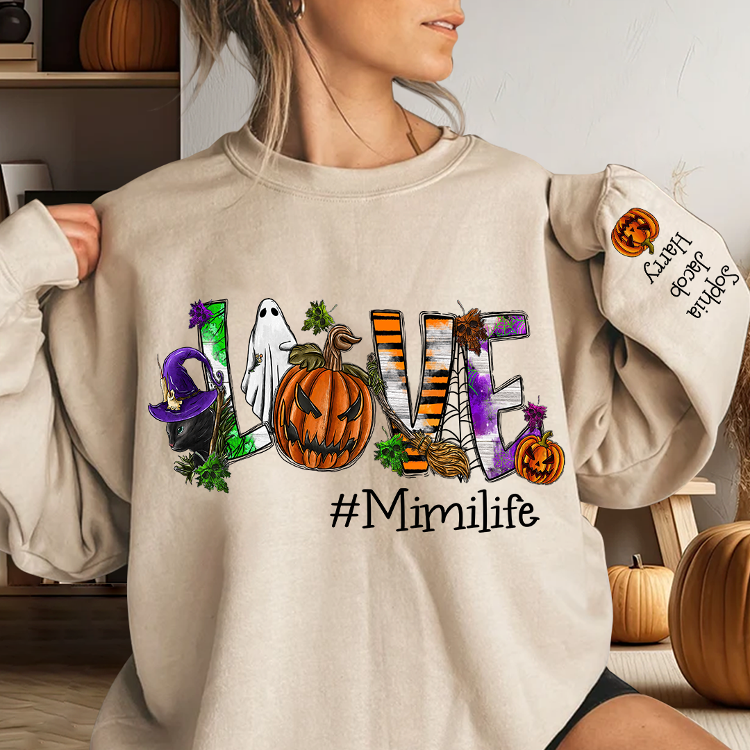 Lofaris Pumpkin Spooky Love Halloween Grandma And Grandkids CTH01 Sweatshirt