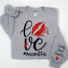 Lofaris Glitter Love momlife Custom Name Mom Mama Mommy And Kids Sweatshirt