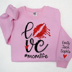 Lofaris Glitter Love momlife Custom Name Mom Mama Mommy And Kids Sweatshirt