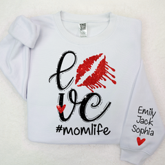 Lofaris Glitter Love momlife Custom Name Mom Mama Mommy And Kids Sweatshirt