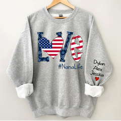 Lofaris Love Nana Life American Flag Custom Gift Sweatshirt