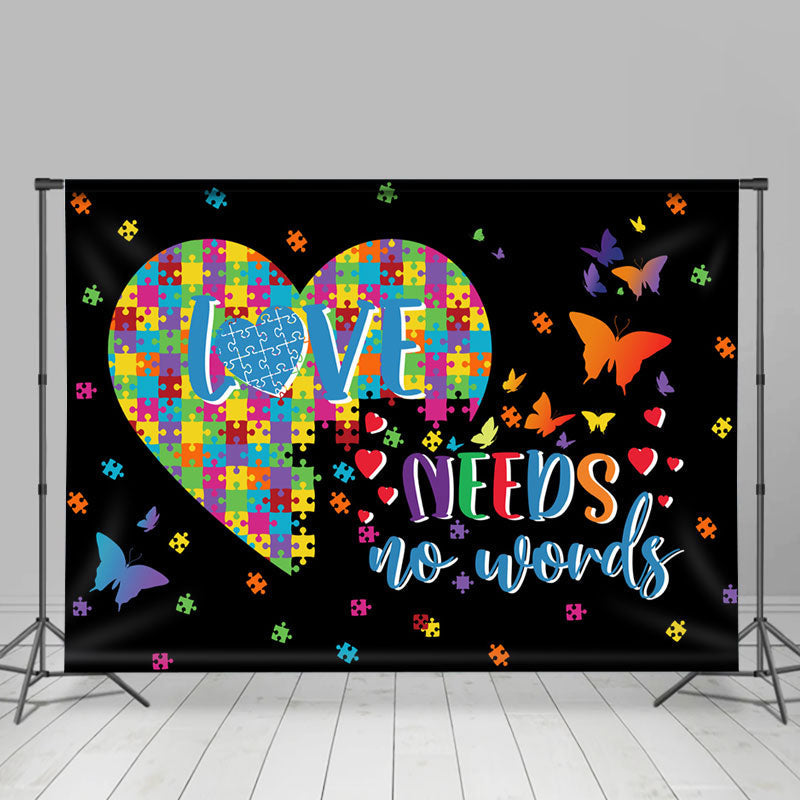 Lofaris Love Needs No Words Heart Puzzle Autism Backdrop