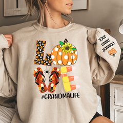 Lofaris Love Pumpkins Grandma Grandkids Autumn Sweatshirt