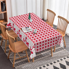 Lofaris Love Red Heart Plaid Valentines Day Dining Tablecloth