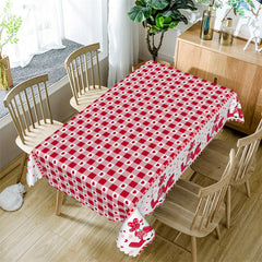 Lofaris Love Red Heart Plaid Valentines Day Dining Tablecloth