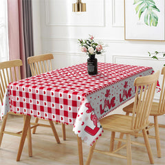 Lofaris Love Red Heart Plaid Valentines Day Dining Tablecloth