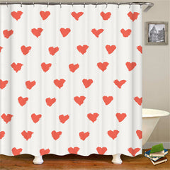 Lofaris Love Red Hearts Boho Valentines Bathtub Shower Curtain