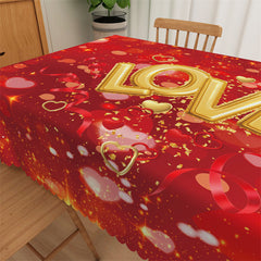 Lofaris Love Red Sparkling Bokeh Valentines Day Tablecloth