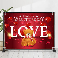 Lofaris Love Teddy Bear Red Heart Valentines Day Backdrop