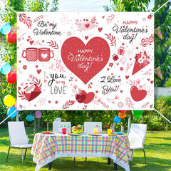 Lofaris Love You Red Heart Letter Valentines Day Backdrop