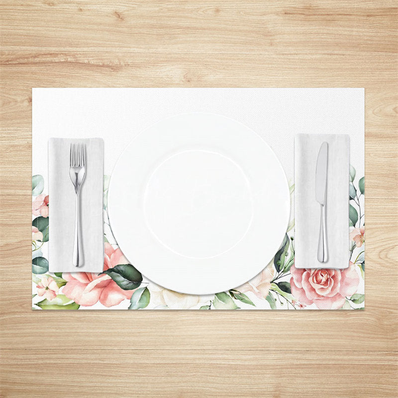 Lofaris Lovely Bloom Flowers Leaf Spring Set Of 4 Placemats