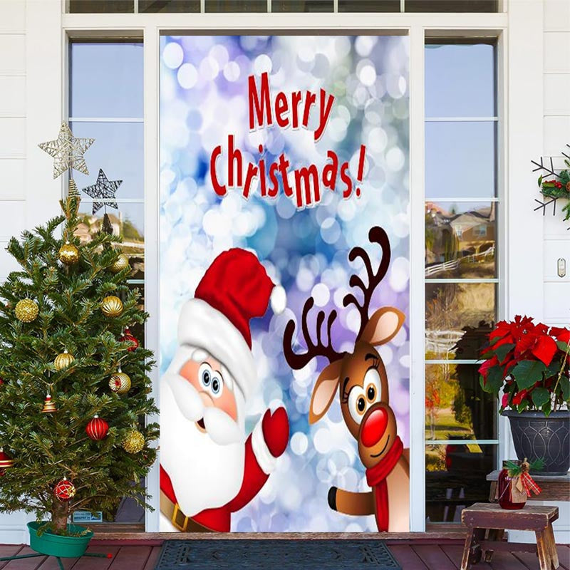 Lofaris Lovely Bokeh Santa Claus Elk Christmas Door Cover