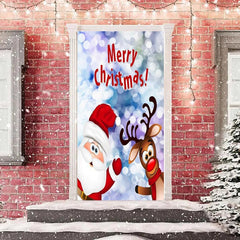 Lofaris Lovely Bokeh Santa Claus Elk Christmas Door Cover