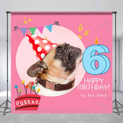 Lofaris Lovely Cake Pink Custom Photo Birthday Backdrop For Pets