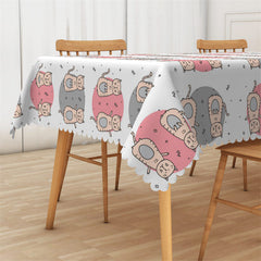 Lofaris Lovely Cats Pattern Step And Repeat White Tablecloth