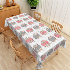 Lofaris Lovely Cats Pattern Step And Repeat White Tablecloth