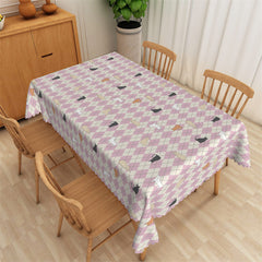 Lofaris Lovely Cats Pink Argyle Dining Rectangle Tablecloth