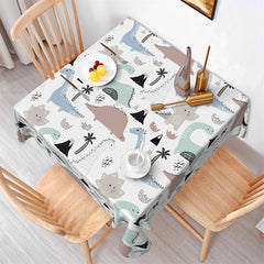 Lofaris Lovely Dinosaur Parrerns White Square Tablecloth