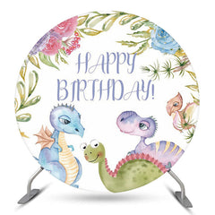 Lofaris Lovely Dinosuar Floral Circle Backdrop For Birthday