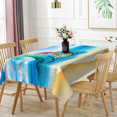 Lofaris Lovely Dwarfs Surfing Blue Coastal Scenery Tablecloth