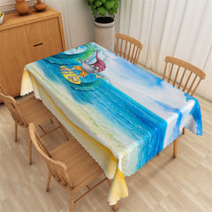 Lofaris Lovely Dwarfs Surfing Blue Coastal Scenery Tablecloth